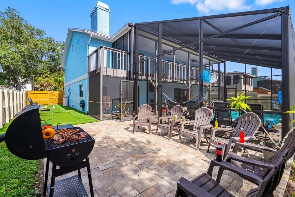 Kick back in one of the many lounge chairs, flip burgers on the grill, and enjoy your own private backyard retreat.