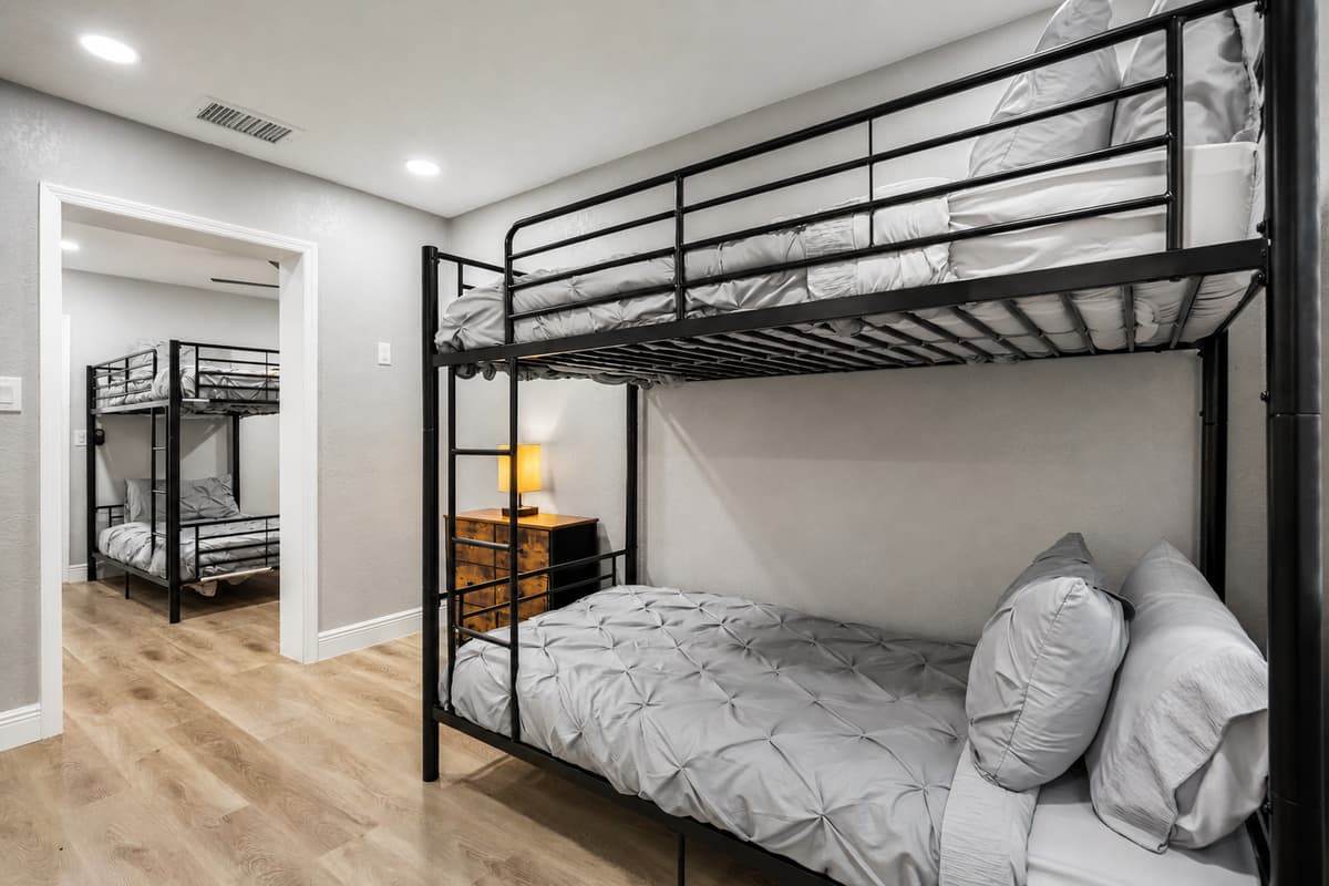 New bedroom setup: 1 bunk bed (full over twin). New Photos Coming Soon!