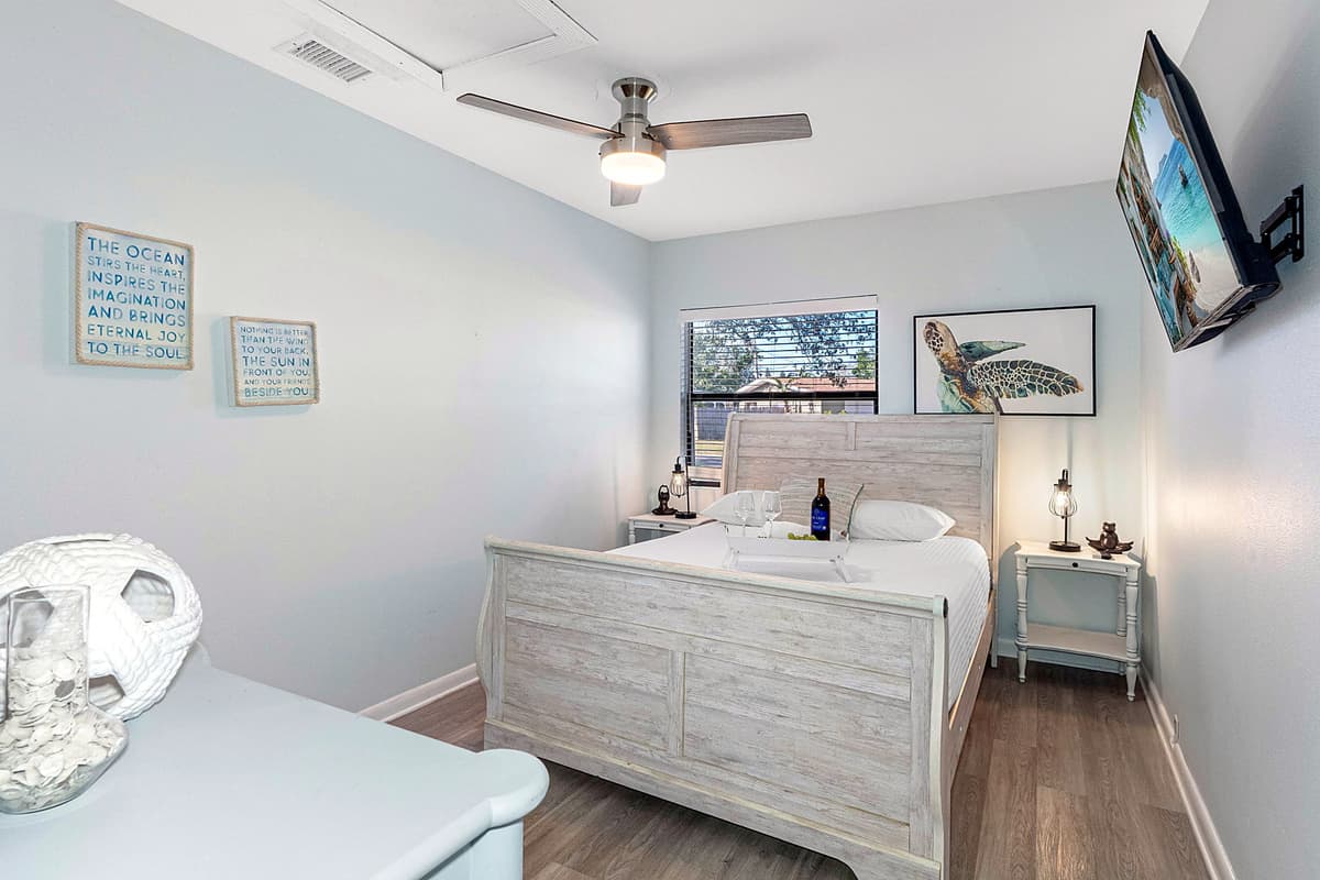 The room is thoughtfully decorated with warm, inviting tones and tasteful décor, creating a relaxing ambiance.
