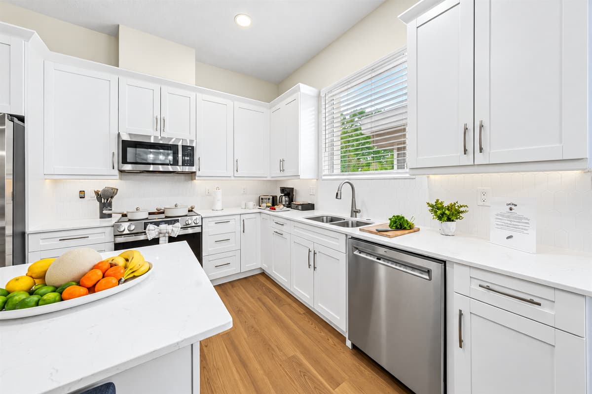 Spacious kitchen layout ideal for cooking, entertaining, and group stays.