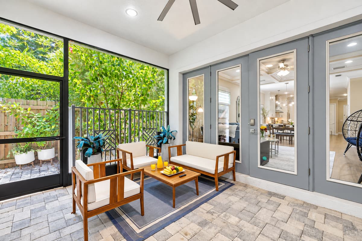 This versatile area is designed to be enjoyed at any time of day.