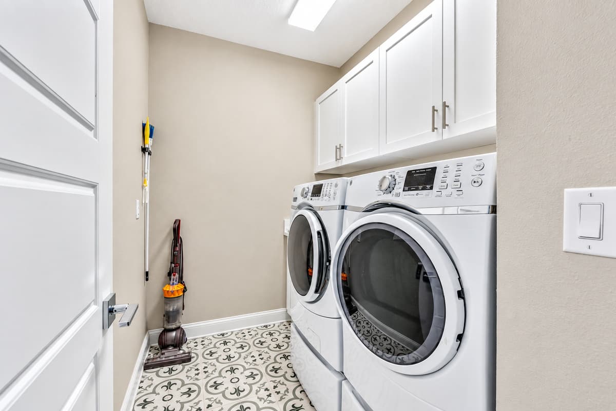 Fully-equipped laundry area.