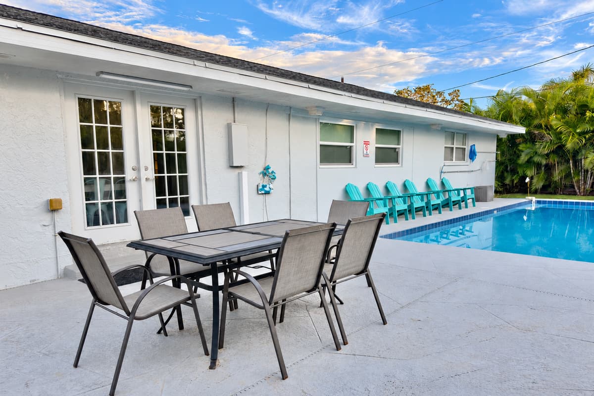 Relax poolside with comfortable lounge chairs, perfect for sunbathing or unwinding after a day of adventure.