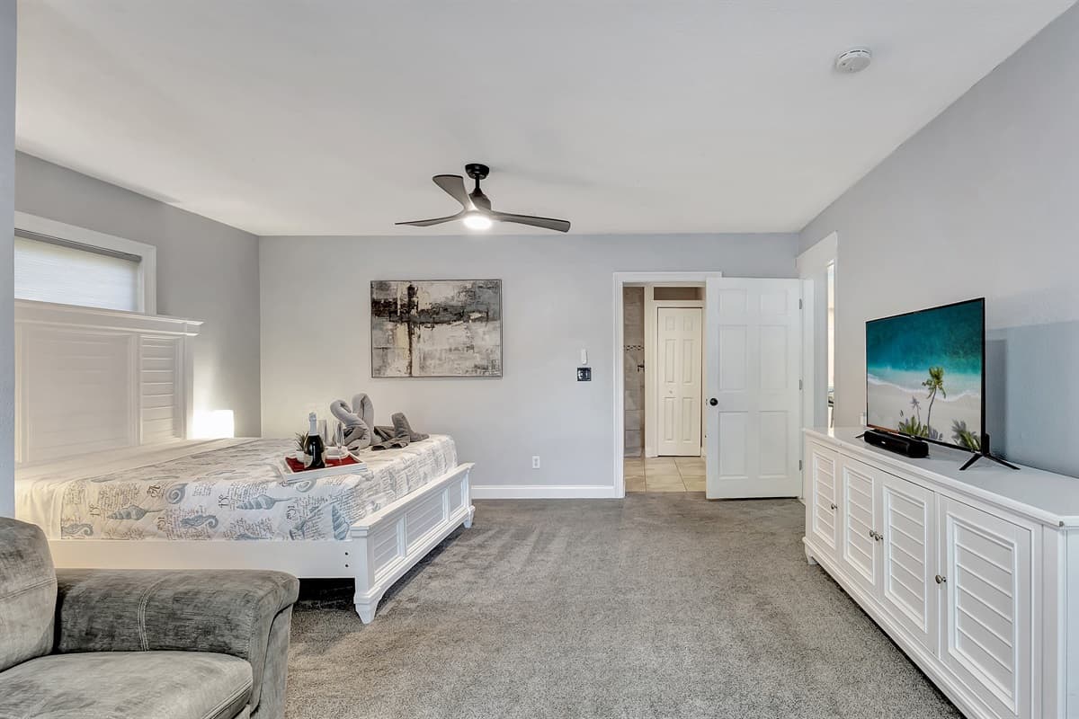 Immerse yourself in comfort and style, letting the plush surroundings cradle you into a restful night's sleep.