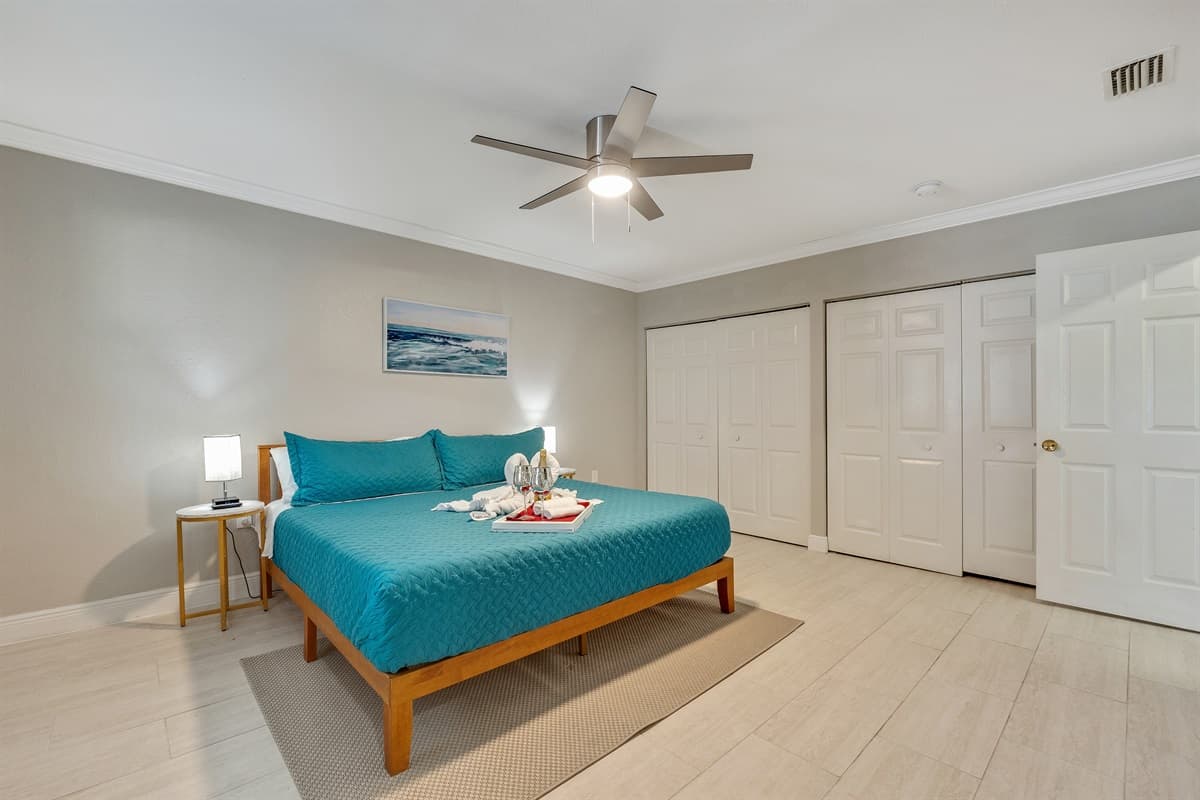 Adjacent to the sleeping area, a generously sized closet awaits, providing ample space for your wardrobe.