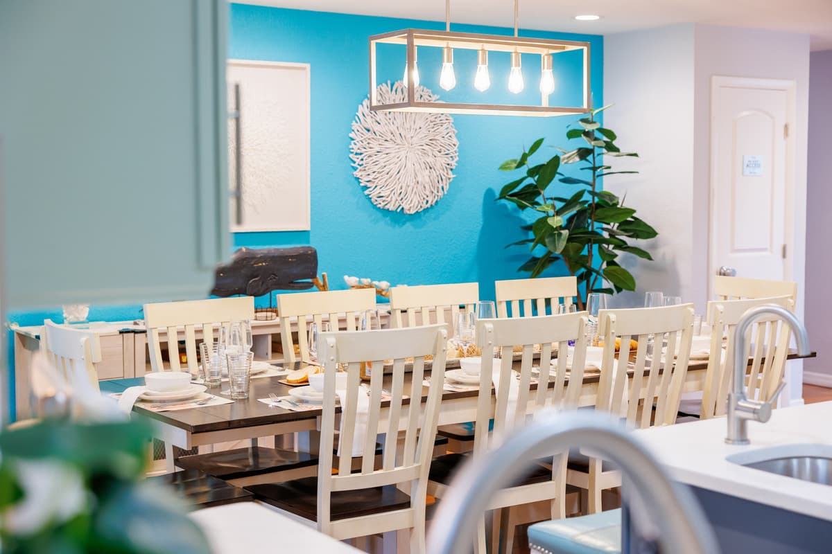Dining and kitchen details at Flamingo Palms.