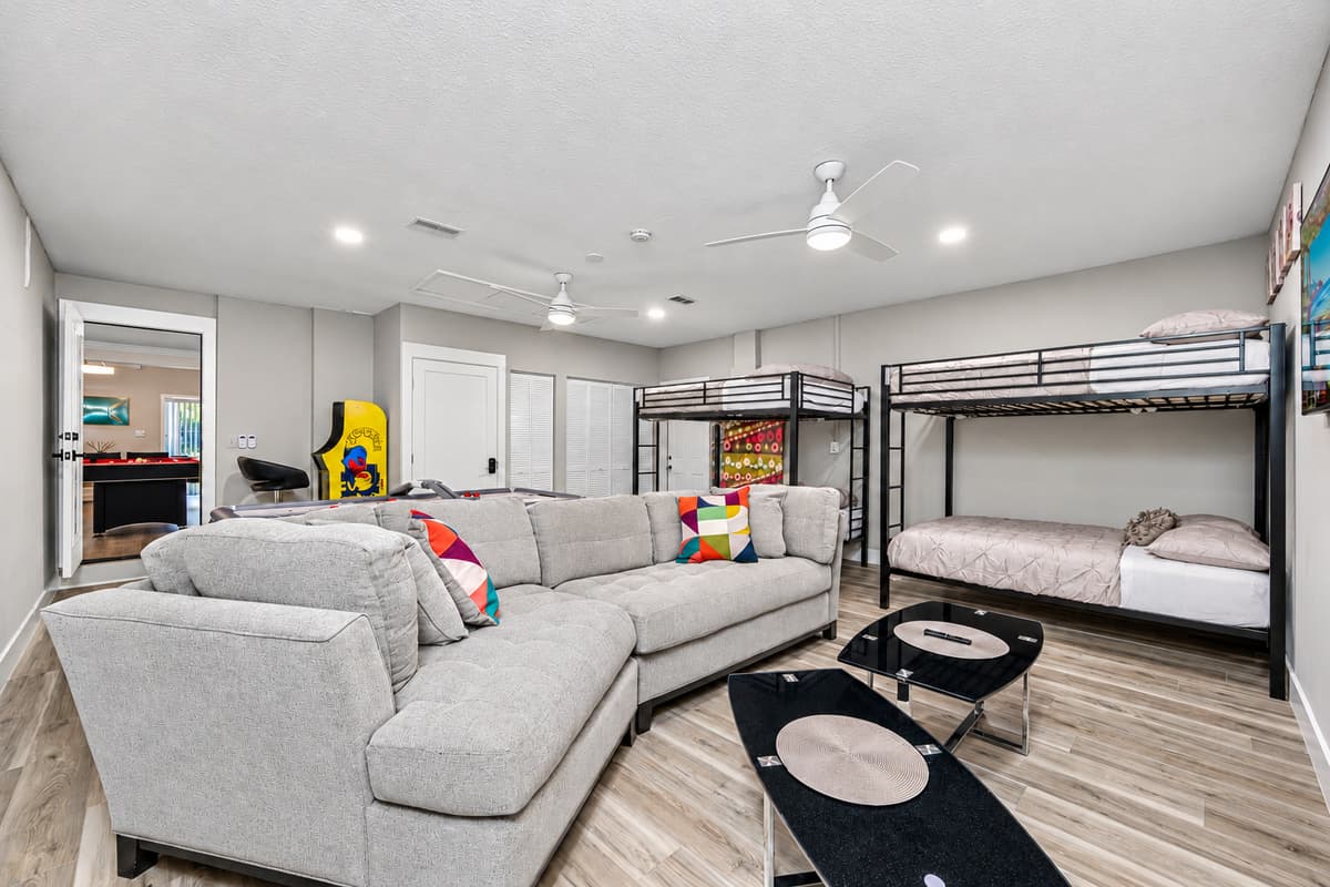 Let the kids have the best sleepover suring your stay with us! This room has enough sleeping space for kids and let them have their own space to watch movies they like and play games too.