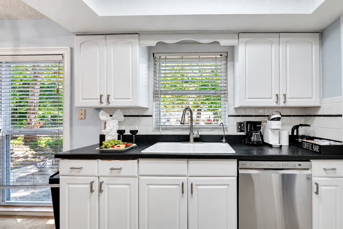 Uncover culinary possibilities in our well-appointed kitchen, a haven for aspiring chefs and casual cooks alike.