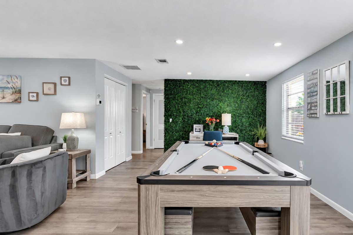 With a simple transformation, this table becomes the center of excitement as it converts into both a pool table and a ping pong table.