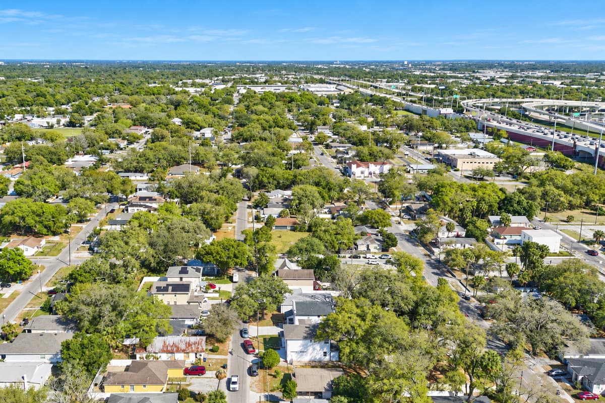 Aerial view of the beautiful neighborhood.
