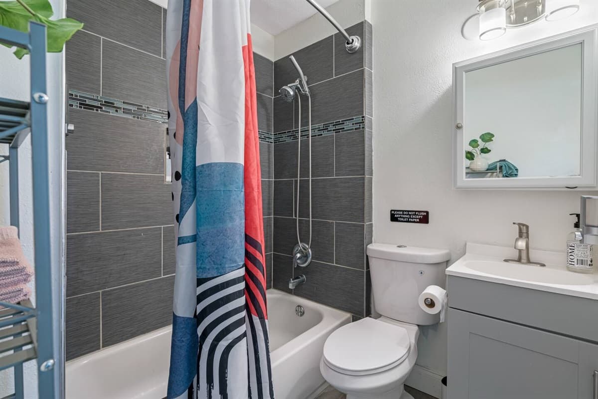 Indulge in a long and relaxing bath in this immaculate bathroom after a long day