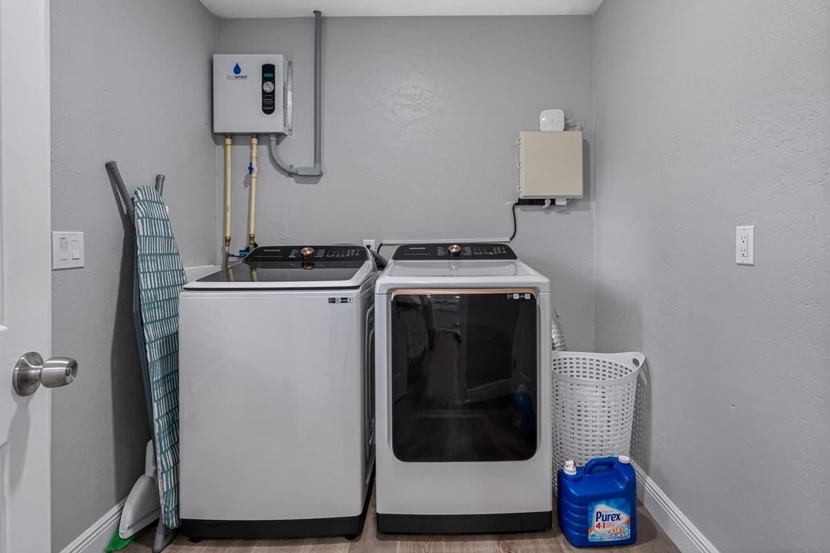 For your convenience, we installed a full sized washer and dryer. No more soiled and dirty clothes to bring home once you're back from your vacation. If you like what you see so far, send us a message!