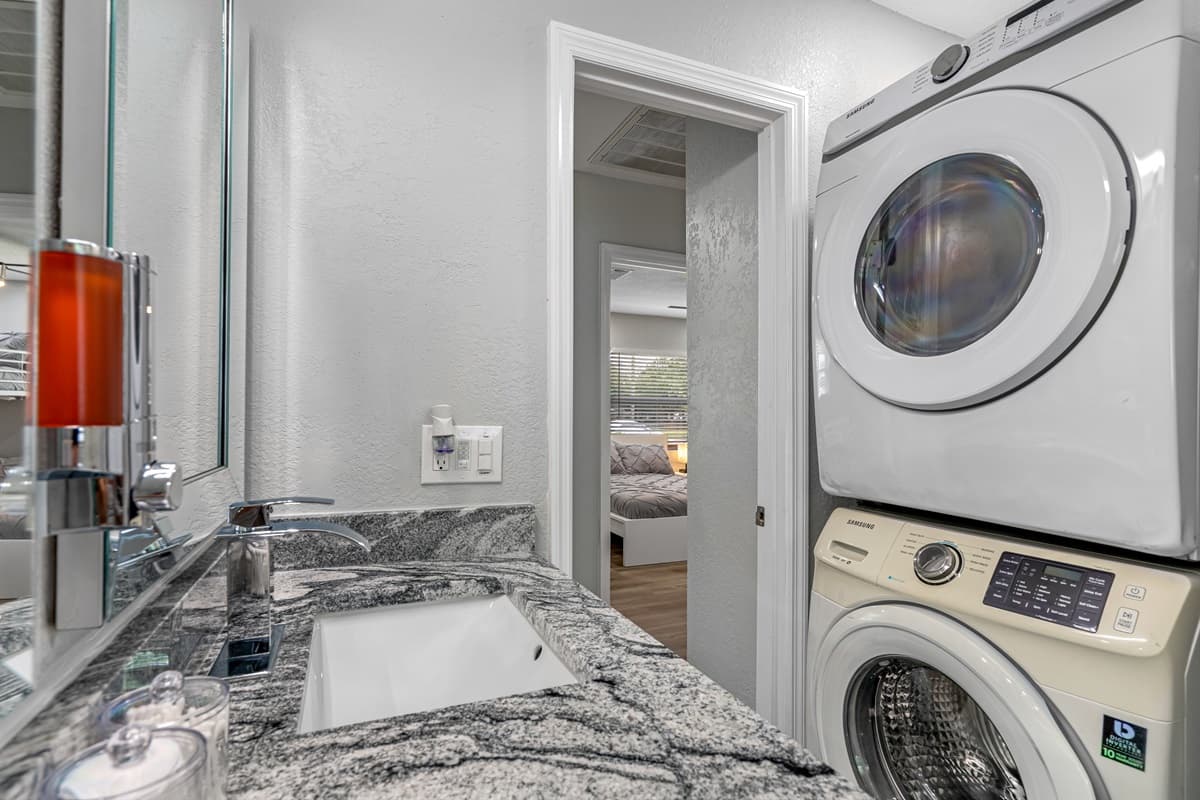 We wanted to make sure your stay would be as comfortable as possible so we provided full sized washer and dryer. Never worry about bringing home used and soiled clothes. Send us an inquiry as soon as possible!