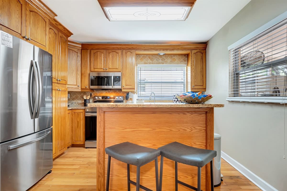 Equipped with the latest appliances, this kitchen is a chef's dream come true.