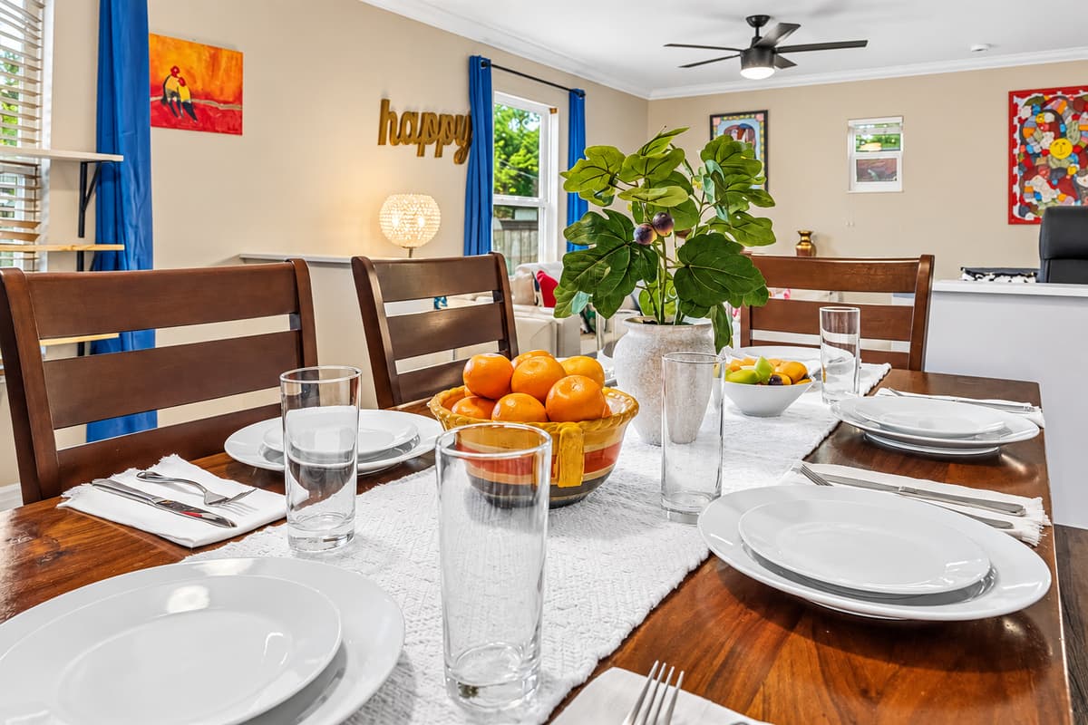 Close-up of beautifully set dining table—perfect for shared meals and special moments.
