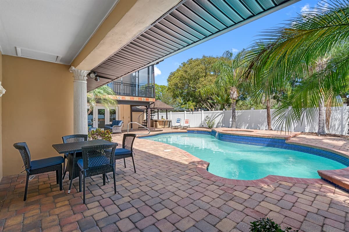 Our pool area features a beautiful pool with crystal-clear water, perfect for swimming laps, lounging, or simply enjoying a refreshing dip on a hot day.