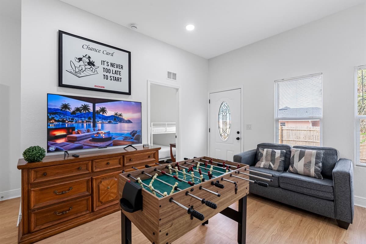 An entertainment hub, this room provides flexible sleeping options and engaging activities for all ages.