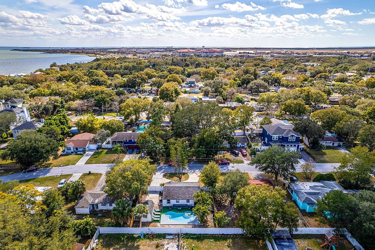 Aerial view of our safe and beautiful neighborhood. Secured during your entire stay