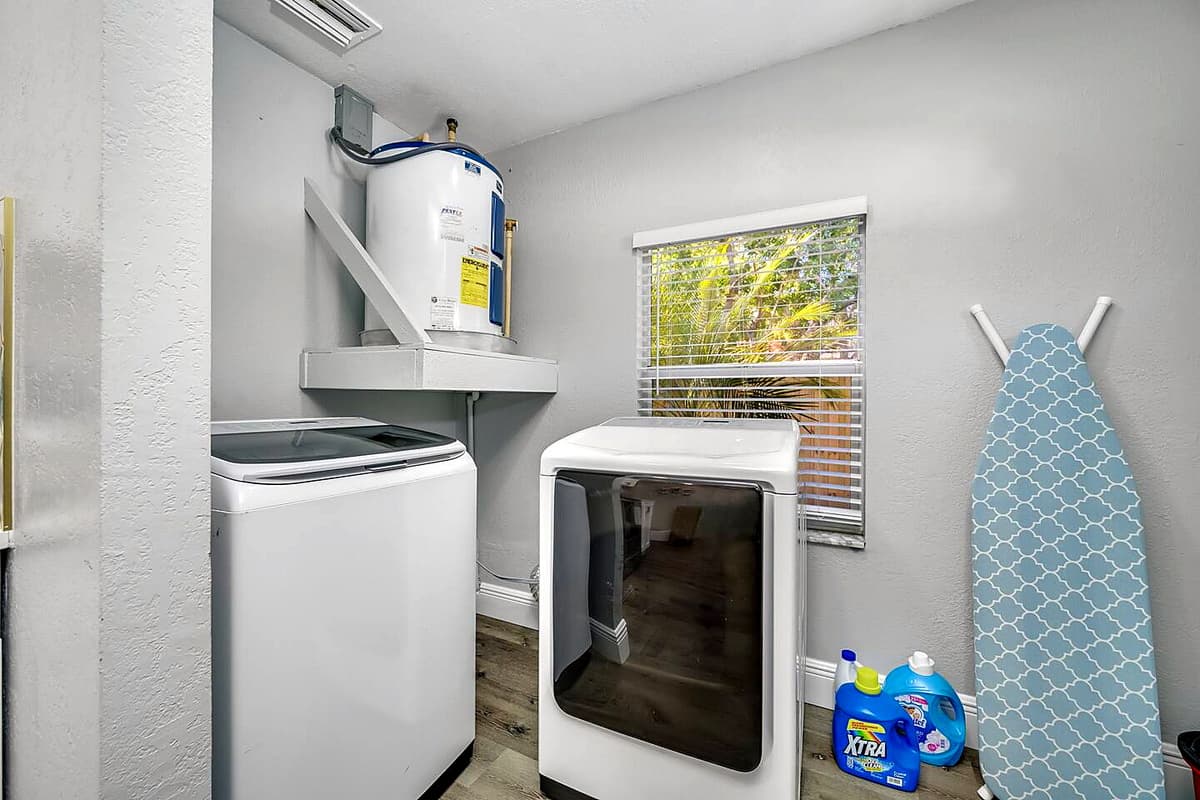 Worried about dirty clothes? We have a full-sized washer and dryer ready to use.