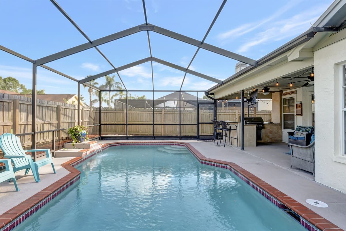 Dive into a world of serenity and bliss in our sheltered pool oasis.