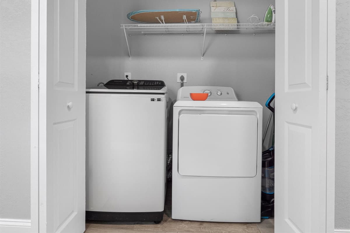Fully Equipped Laundry Area with Washer & Dryer