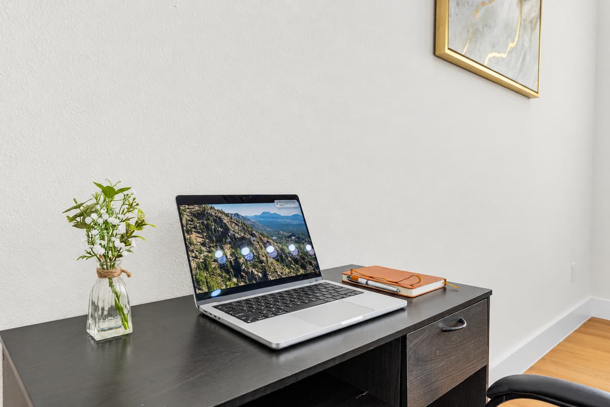 A dedicated workspace with a desk and fast Wi-Fi — ideal for remote workers who need to stay connected.