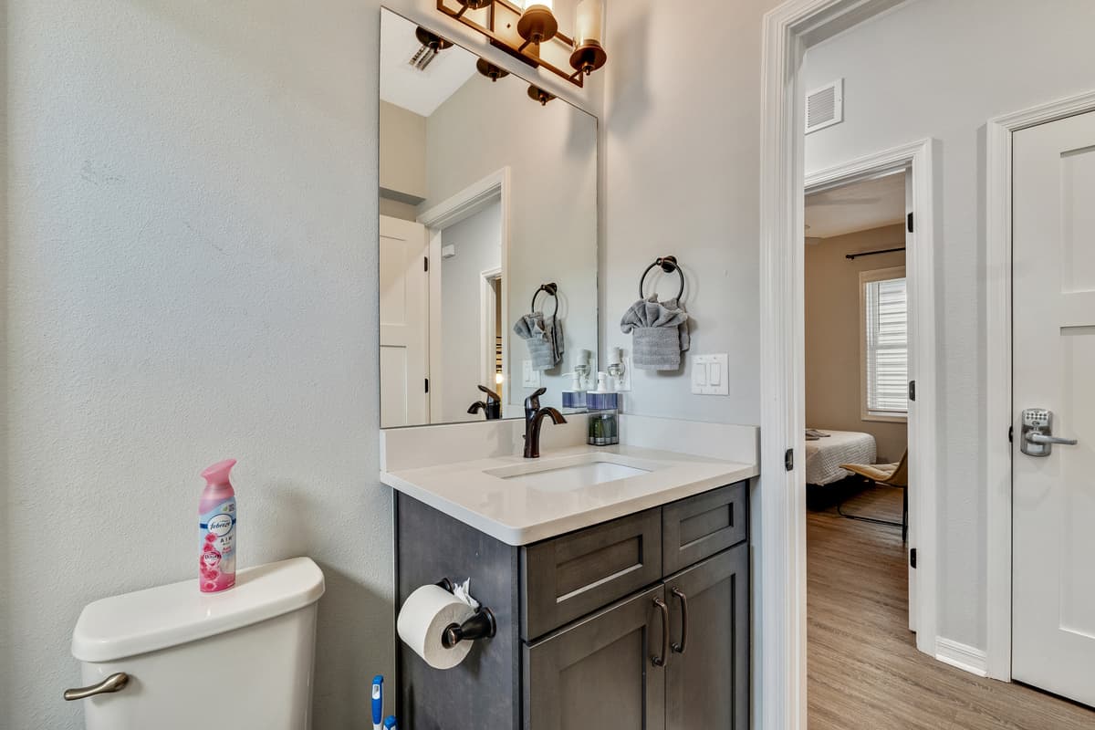 Surrounded by sleek and modern fixtures, the Combination Tub and Shower creates a harmonious atmosphere that balances functionality with aesthetic appeal.