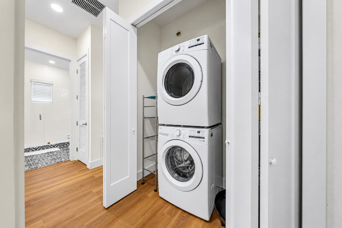 In-unit washer and dryer are available for guest use.