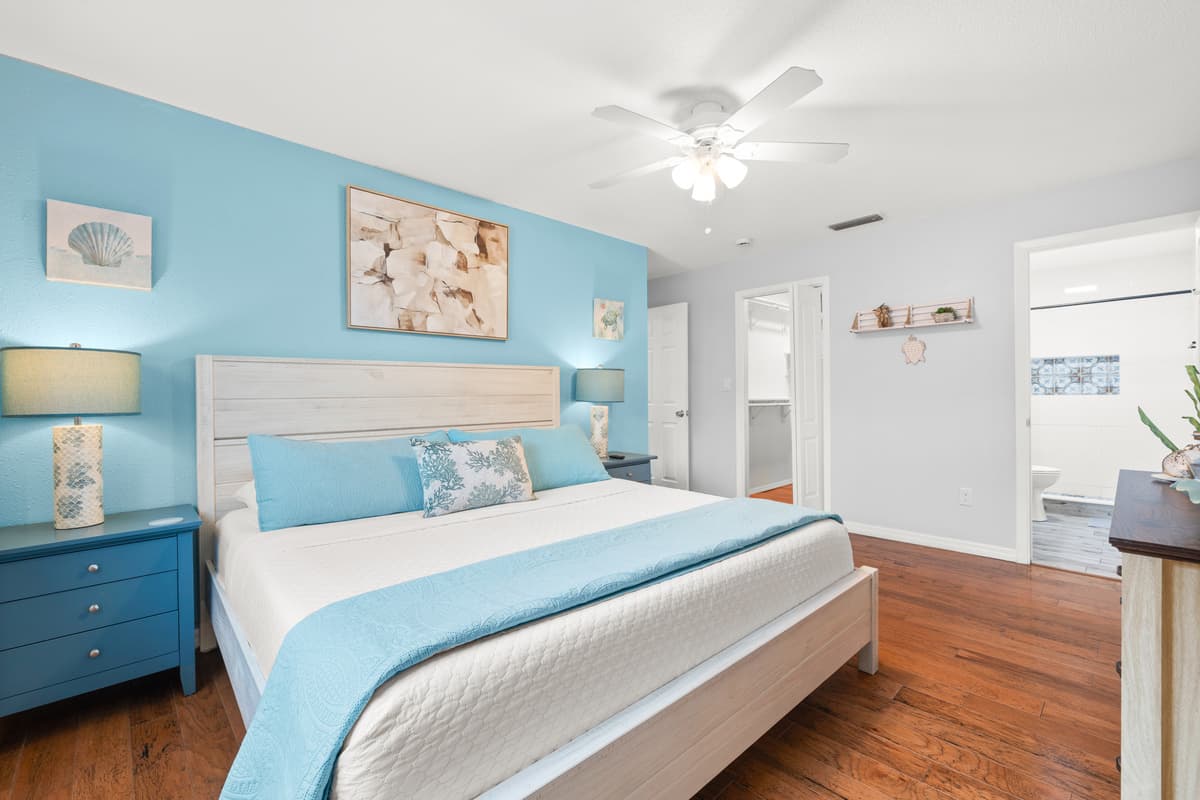 Bedroom details at Flamingo Palms.