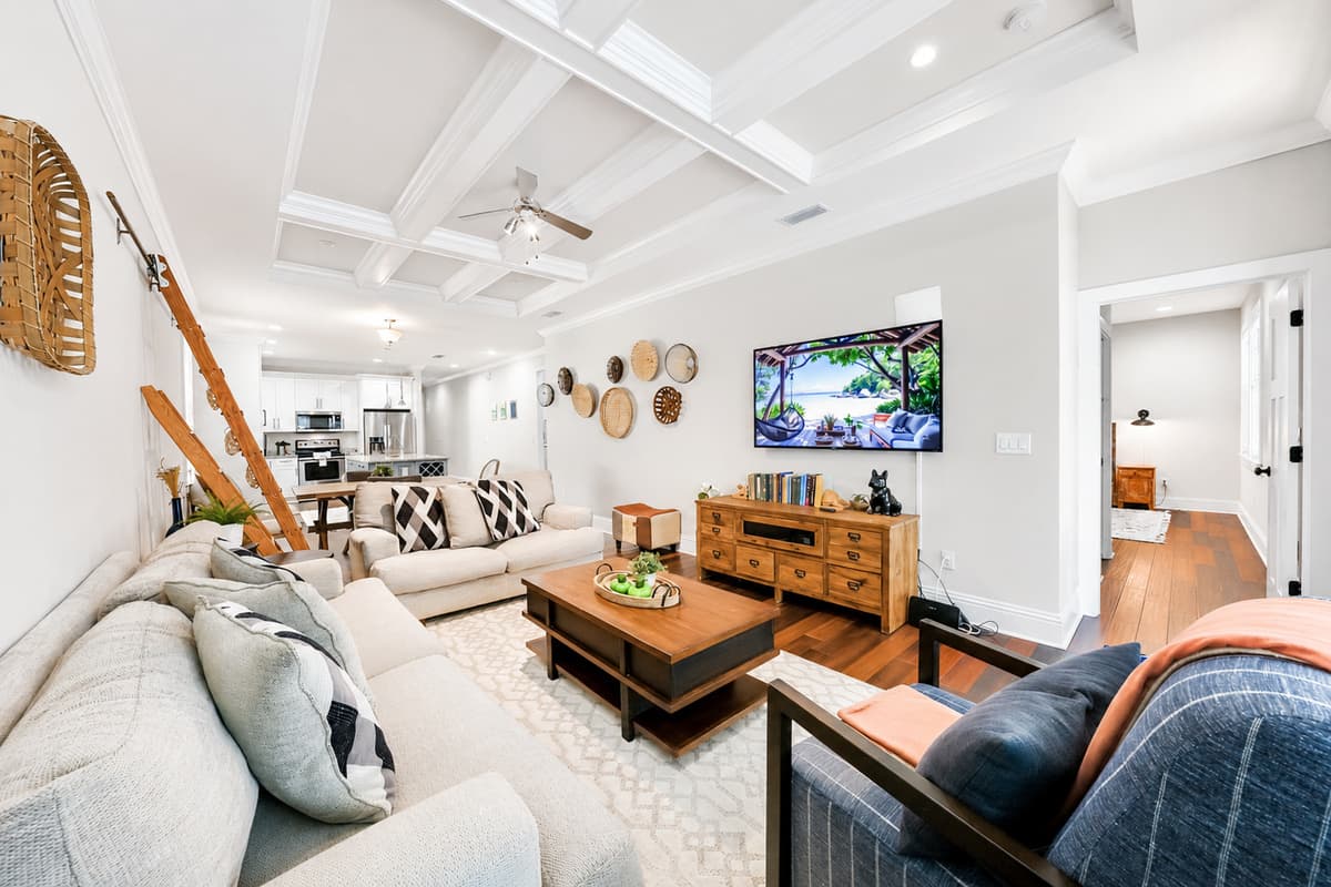 A welcoming space that seamlessly connects the living room, dining area, and kitchen for effortless entertaining.