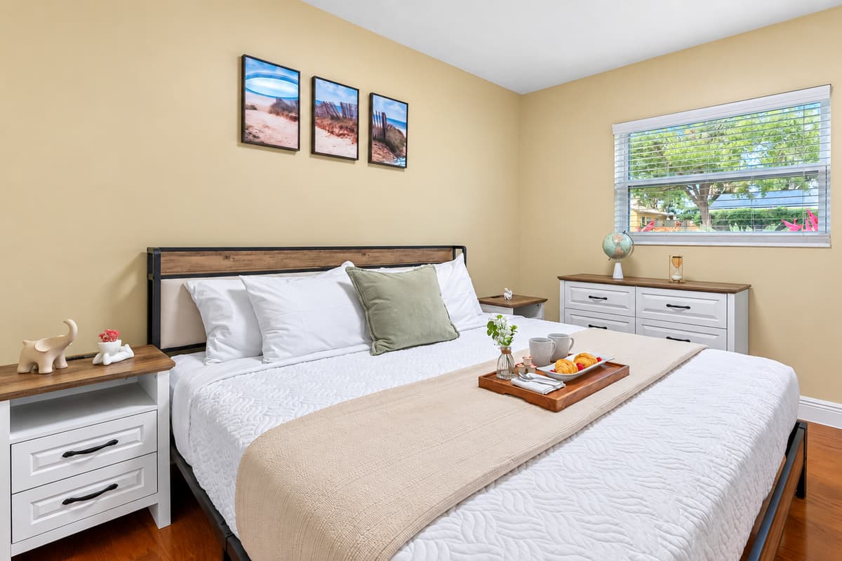 Comfortable king-size bedroom designed for restful nights and relaxing mornings.