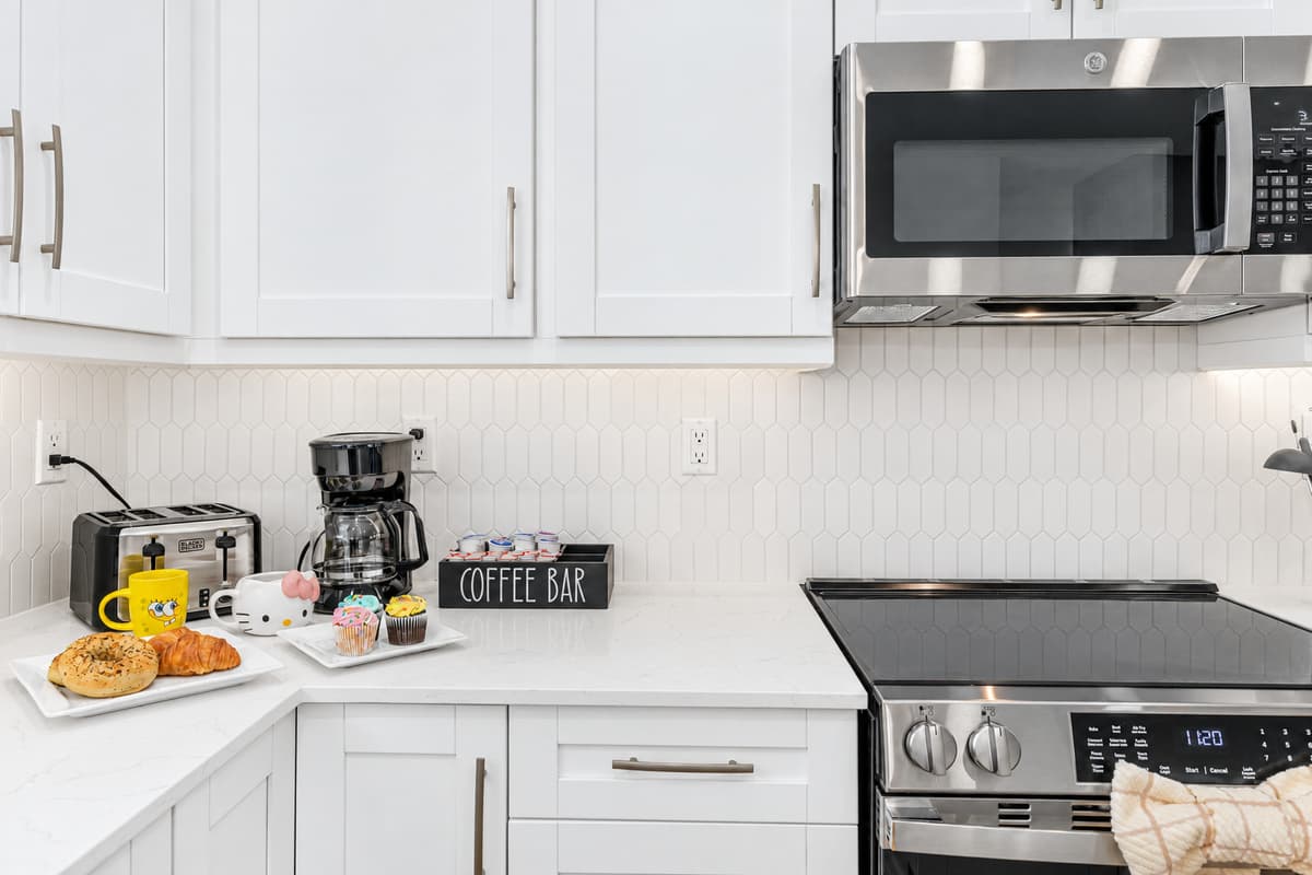 Cozy coffee bar setup in the kitchen - perfect for starting your mornings right.