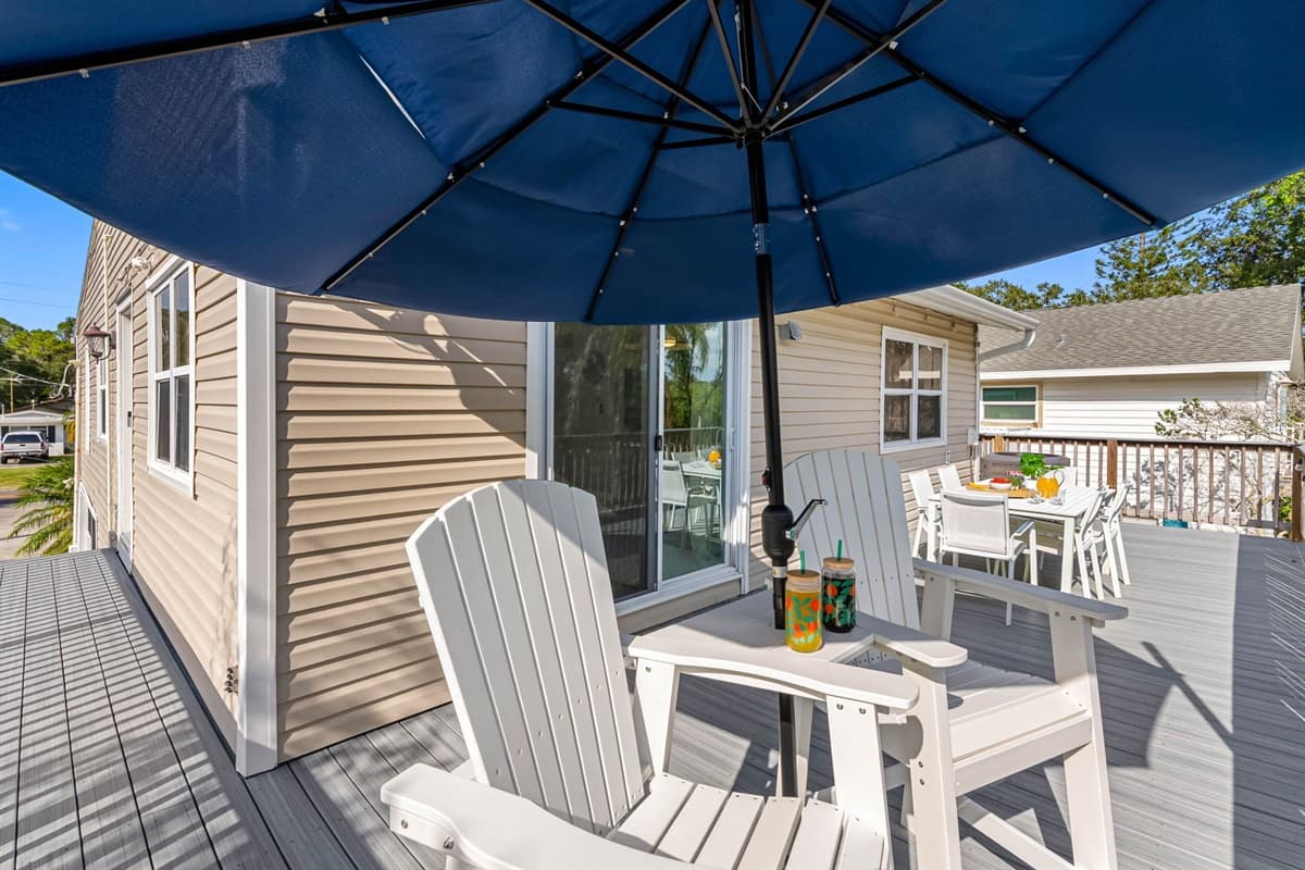 Take in lush greenery from this elevated deck — a serene space to relax and reconnect.